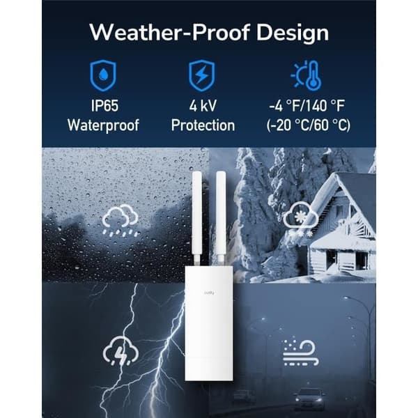 4G LTE-router - CUDY - LT500-Ute - IP65 - Avtagbara antenner - Passiv PoE