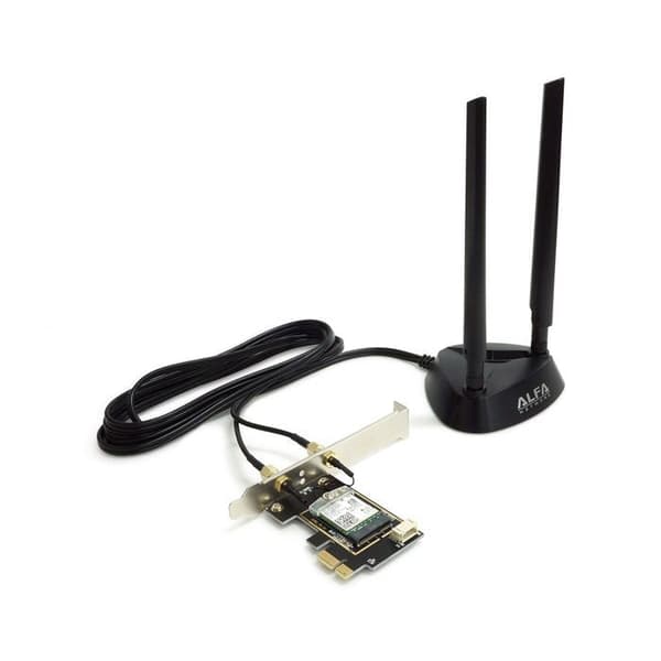 Alfa Wi-Fi 6E PCIe-kort med magnetisk antenn