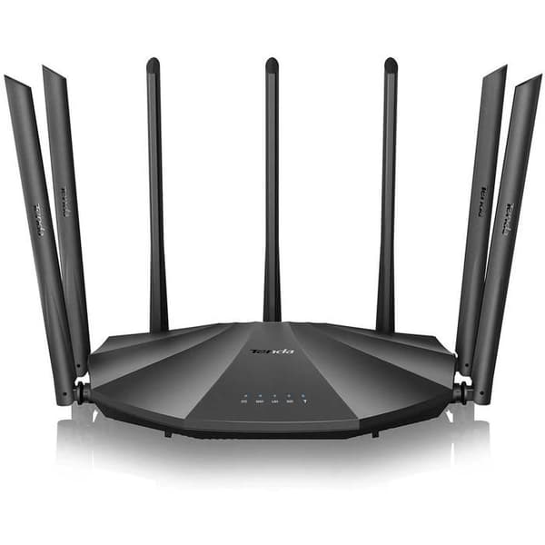 TENDA AC2100 Dual Band WiFi Router, Gigabit-portar, Enkel installation, USB 2.0, MU-MIMO, IPv6, 7*6dBi Antenn, Fiberoptik. AC23 Svart