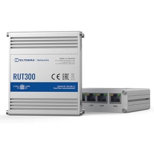 TELTONIKA RUT300 industriell router - 5 RJ45-portar 100Mb/s Blå, Metallisk
