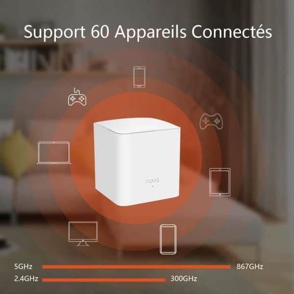 Tenda Nova MW5s-3 Mesh Wi-Fi-system, 300 m² Wi-Fi-täckning, kompatibel med Alexa (paket med 3)