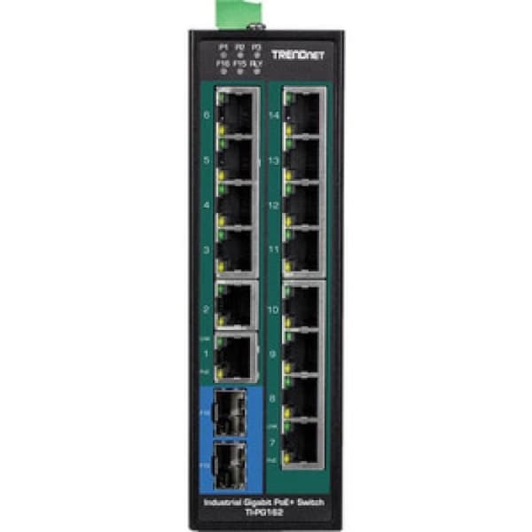trendnet 16-portars industriell gigabit poe svart svart Svart