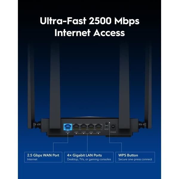Cudy Wi-Fi 7 Dual-Band Router BE3600, Ultra-Snabba Hastigheter, Multi-Gigabit 2,5 G Konnektivitet, Utökad Täckning, Mjuk och Stabil