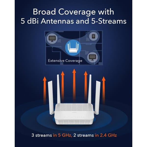 WiFi 6 Router - CUDY - AX3000 - WAN 2,5 Gbit/s - 4 RJ45 portar - MU-MIMO - VPN-stöd