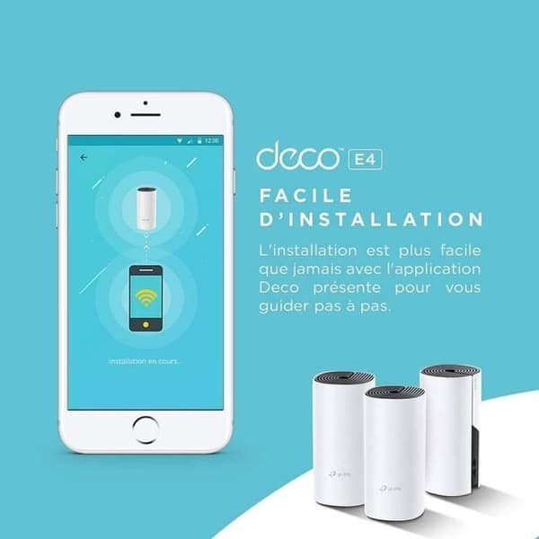 TP-Link Deco WiFi Mesh för hela hemmet, 250 WiFi-täckning, Kompatibel med alla Internetboxar, Deco E4 (3-pack)