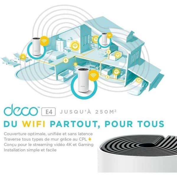 TP-Link Deco WiFi Mesh för hela hemmet, 250 WiFi-täckning, Kompatibel med alla Internetboxar, Deco E4 (3-pack)