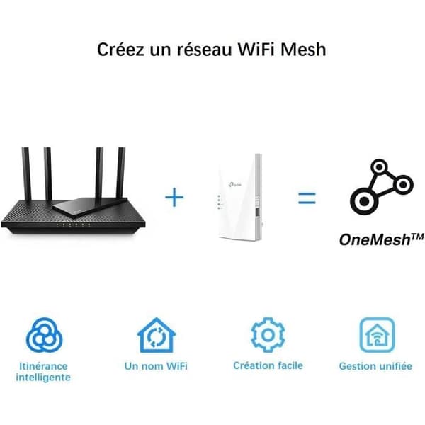 Kraftfull WiFi 6 repeater AX1500 Mbps - TP-Link RE500X - Täcker upp till 100 m² - Dual band - Kompatibel med alla boxar
