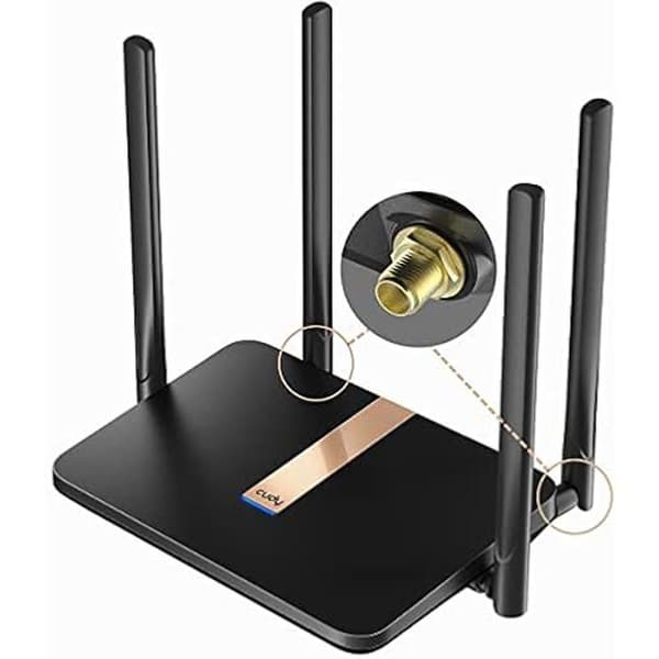 Modemrouter 4G LTE - CUDY - AC1200 - Wi-Fi mesh 1200 Mbps - Avtagbara antenner - VPN-stöd Svart