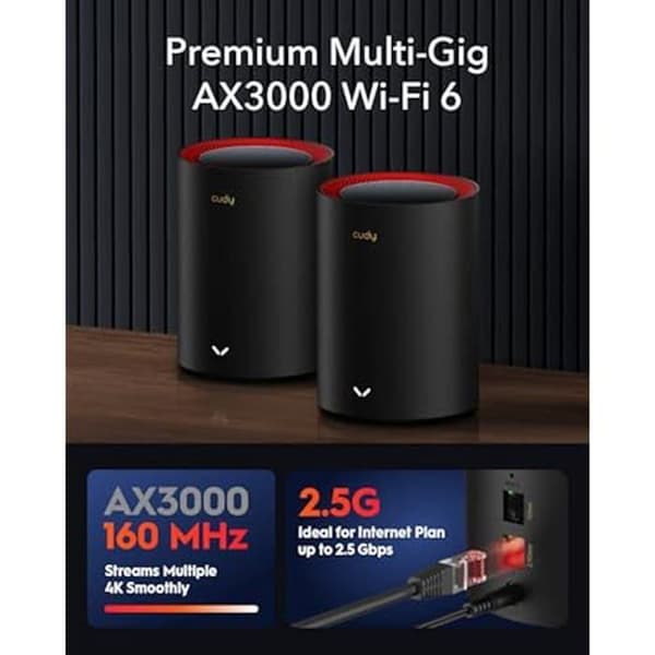 Router - CUDY - AX3000 - Wi-Fi 6 - 2,5 Gbps WAN - Mesh-system - Säkert VPN