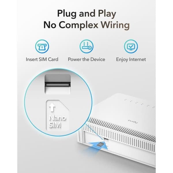 4G LTE-router - CUDY - LT500E - Dubbelbandigt Wi-Fi AC1200 - Hastighet upp till 300 Mbps - Ethernet-portar 100 Mbps