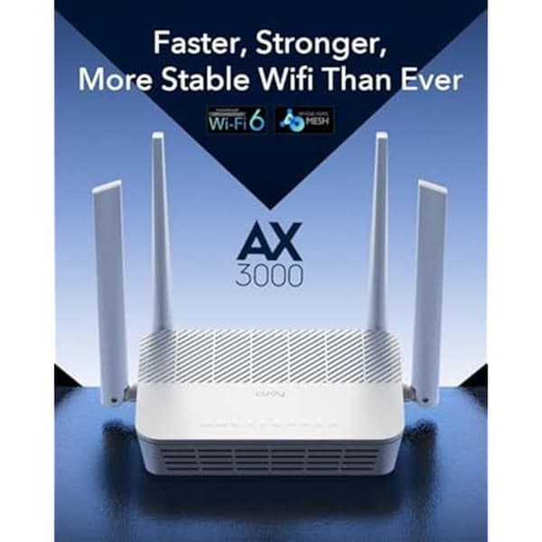 Wi-Fi 6 router - CUDY - WR3000S - AX3000 - 5 RJ45 Ethernet-portar - 4 antenner - MU-MIMO