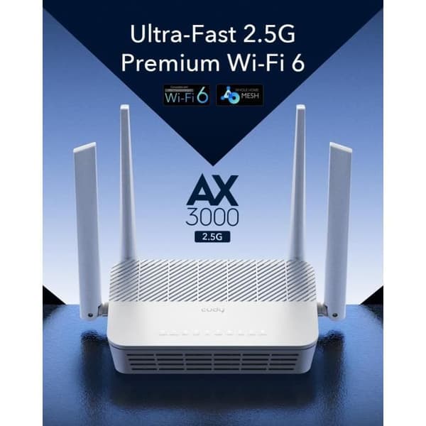 WiFi 6 Router - CUDY - AX3000 - WAN 2,5 Gbit/s - 4 RJ45 portar - MU-MIMO - VPN-stöd