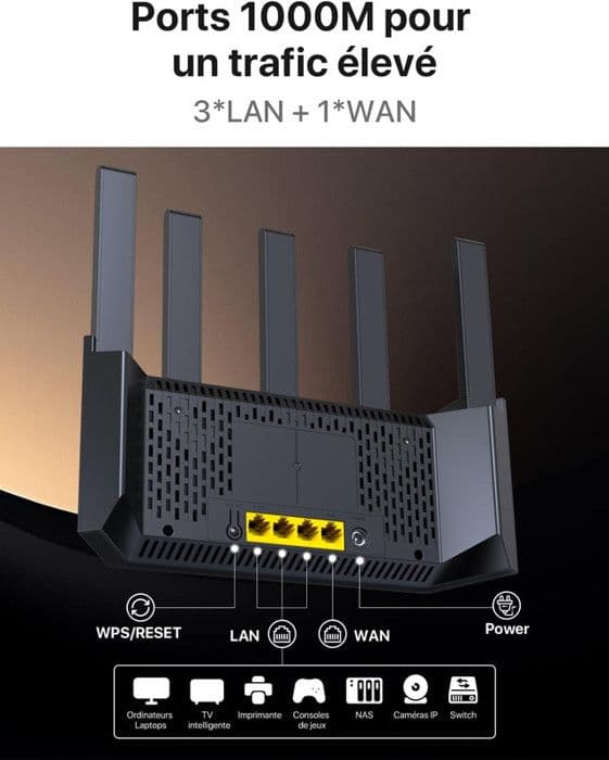 Tenda RX12L Pro Router WiFi 6 AX3000 Dual Band Gigabit, 2402Mbps/5GHz+574Mbps/2.4GHz, 4 Gigabit-portar, 160MHz bandbredd