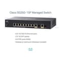 Miniatyrbild 3 av 4: Cisco SMALL BUSINESS SG350-10P - SWITCH - L3 - MANAGERAD - 8 X 10/100/1000 (POE+) + 2 X KOMBO GIGABIT SFP - BORDS - POE+ (62 W)- USED