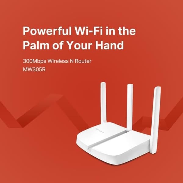 Wifi Router N 300 - MERCUSYS MW305R - 3 antenner 5 dBi - Plug &amp; Play - Ingen konfiguration krävs