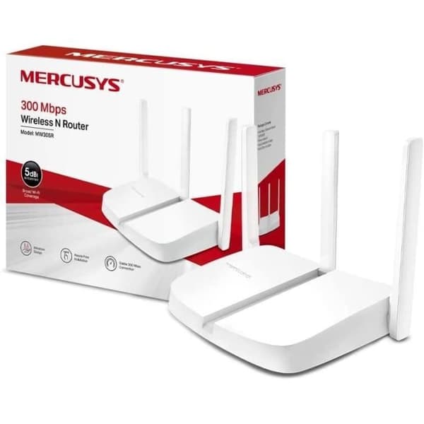 Wifi Router N 300 - MERCUSYS MW305R - 3 antenner 5 dBi - Plug & Play - Ingen konfiguration krävs