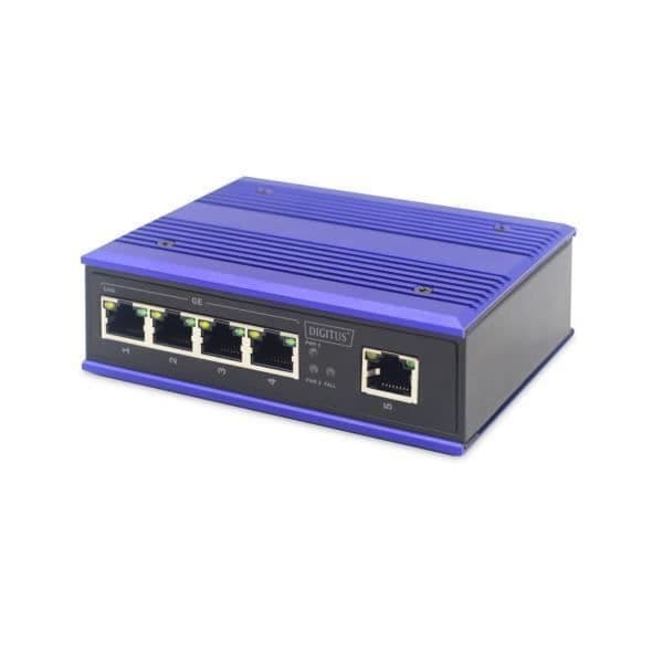NÄTVERK, Switch, Fristående Switch, Digitus av Assmann Conm. 5 industriella Gb-portar Svart, Blå