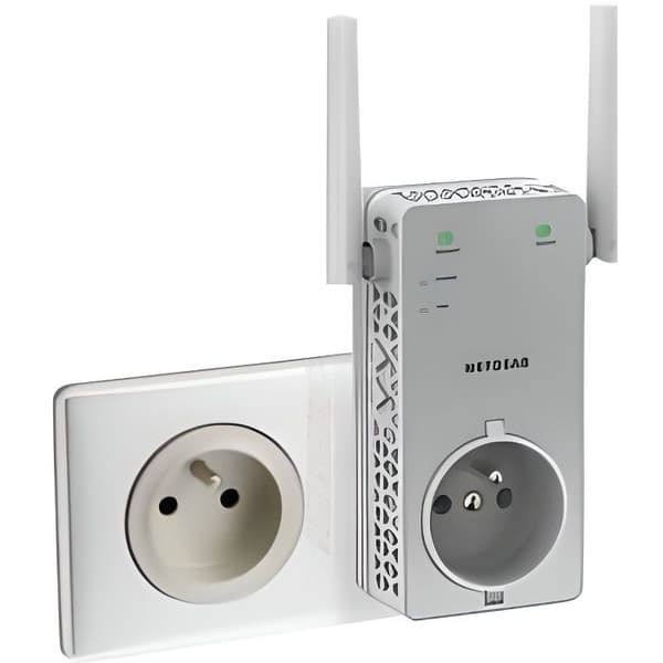 NETGEAR EX3800 AC750 WiFi Repeater, WiFi Booster, Integrerat eluttag, Kompatibel med alla boxar