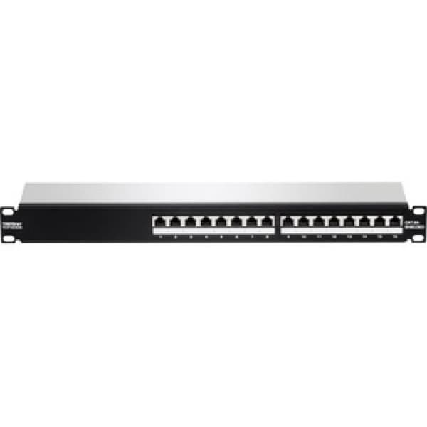 Patchpanel - 16-PORT - CAT6A - Skärmad - Ethernet - Svart Svart