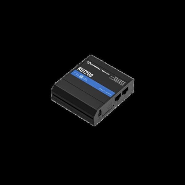 4G LTE-router - Teltonika - RUT200 - 2 x RJ45 10/100 Mbps - SMA-antenner - Industriell kompakt Svart