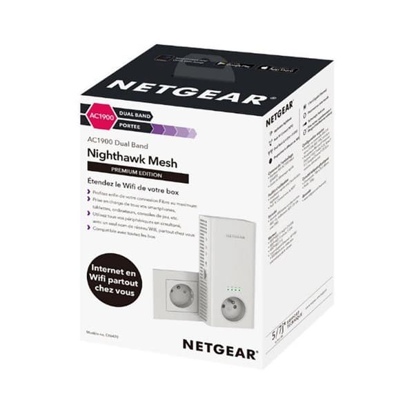 WiFi-repeater - NETGEAR - AC1900 - Dual Band - Filtrerad kontakt - Utvidgad täckning