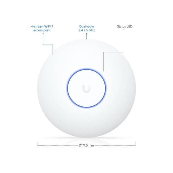 Ubiquiti U7 Lite WiFi 7 Åtkomstpunkt med 4 Rumsliga Flöden och 2.5GbE PoE Uppkoppling