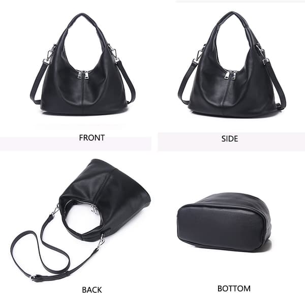 INF Svart läder Cloud Bag med dragkedja