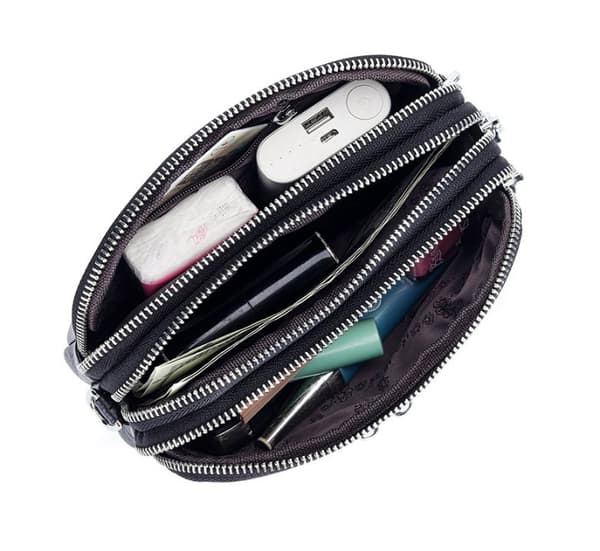 INF Ny crossbody-taske med tre lynlåse til kvinder