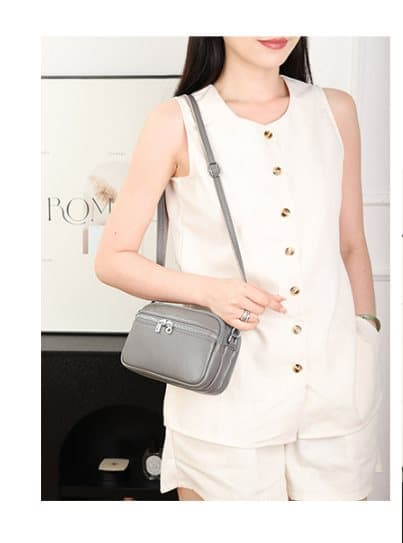 INF Ny crossbody-veske med tre glidelåser for kvinner
