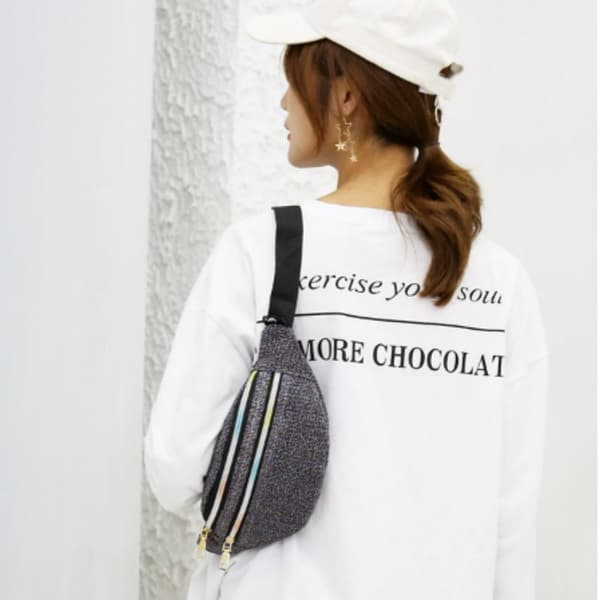 INF Nylon Crossbody skulderveske med dobbel glidelås