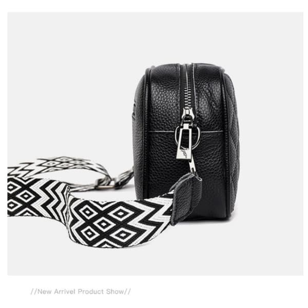 INF Nahkainen timanttitiloiltu crossbody-laukku vetoketjullisella taskulla 0