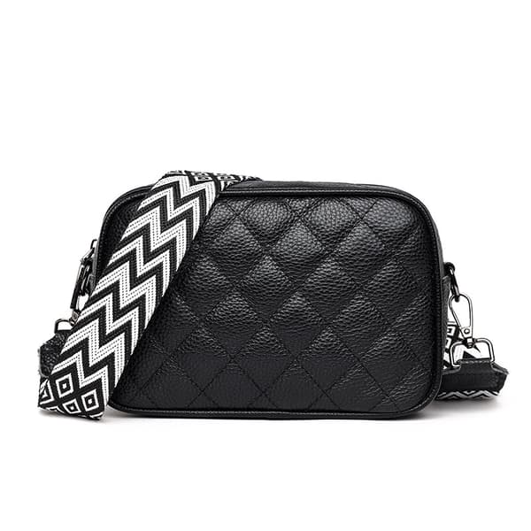 INF Nahkainen timanttitiloiltu crossbody-laukku vetoketjullisella taskulla 0