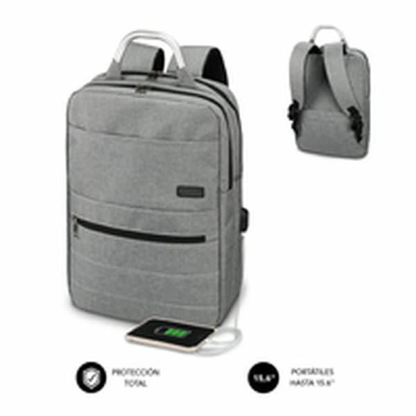 Rygsæk til bærbar computer og tablet med USB output Subblim MOCHILA ELITE AIRPADDING 15.6'' GREY