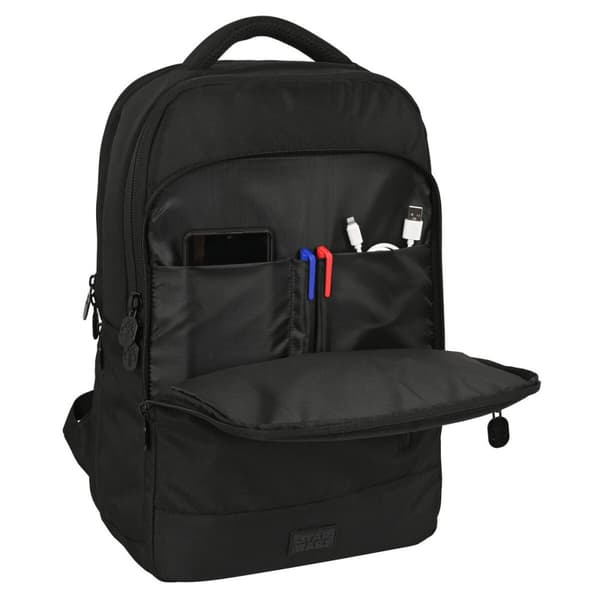 USB-liitännällä varustettu reppu kannettavalle tietokoneelle ja tabletille The Mandalorian Musta