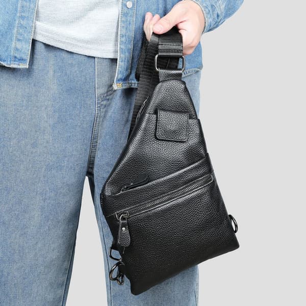 INF Aito nahkainen rintalaukku miehille, crossbody-olkalaukku