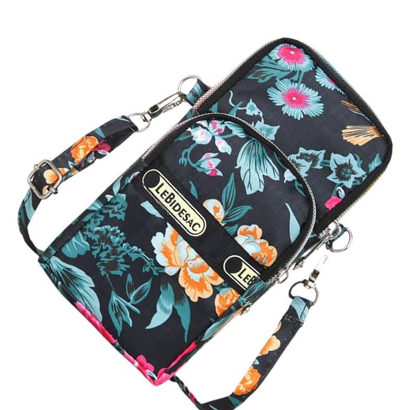 INF Stilig crossbody-telefonveske for kvinner med blomstertrykk