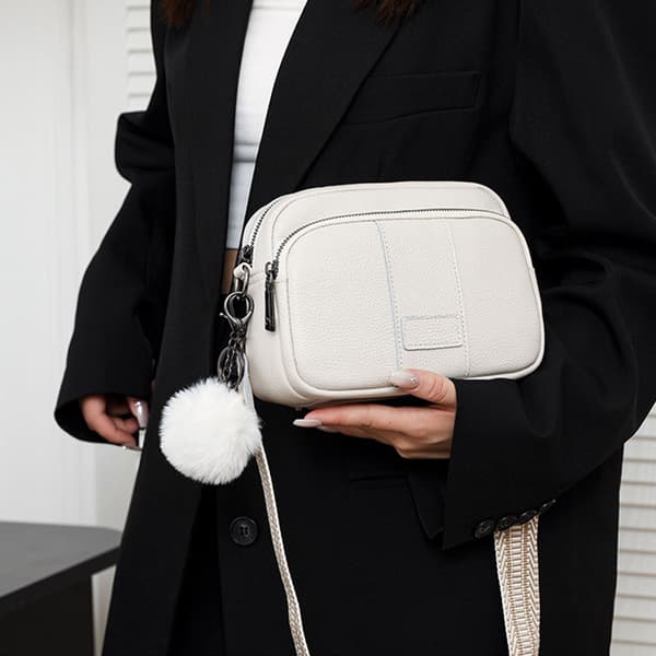 INF Hvit Crossbody-veske, skulderveske i skinn for kvinner