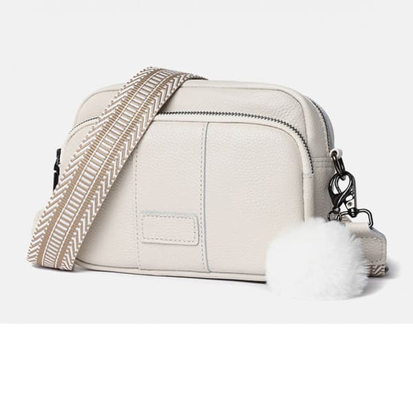 INF Hvit Crossbody-veske, skulderveske i skinn for kvinner