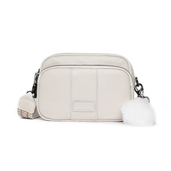 INF Hvit Crossbody-veske, skulderveske i skinn for kvinner