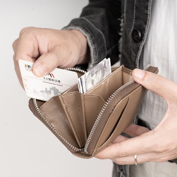 INF RFID-blockerande läderplånbok för män - Smal Bifold-plånbok med dragkedja 0