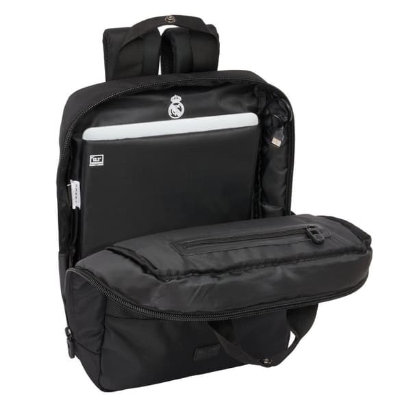 Laptopryggsäck Real Madrid C.F. Premium Svart 29 x 39 x 11 cm 13,3"