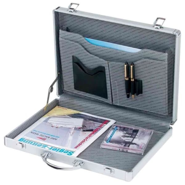 Aluminiumbaserad portfölj - ALUMAXX - MINOR - Lätt - 2 A4-fack - Silverfärgad