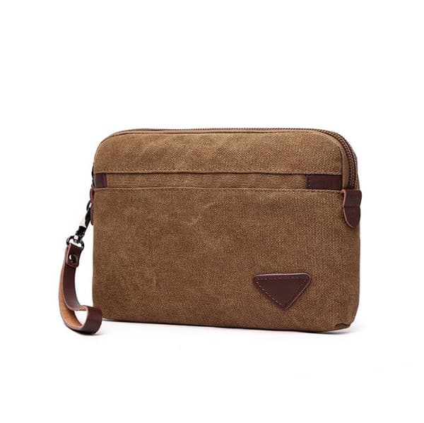 INF Herre Canvas Clutch Veske, Stor Glidelås Clutch Veske for Menn