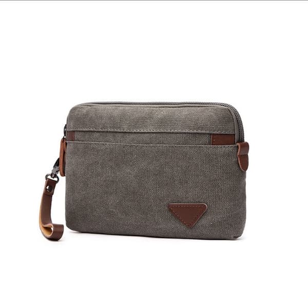 INF Herre Canvas Clutch Veske, Stor Glidelås Clutch Veske for Menn