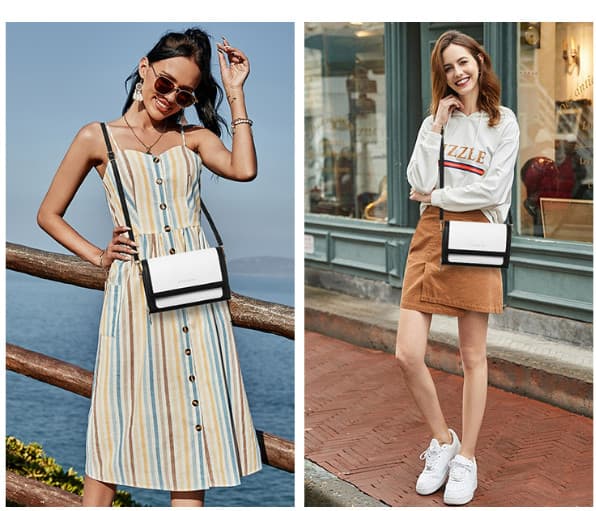 INF Stilig crossbody-veske for kvinner med doble glidelåser