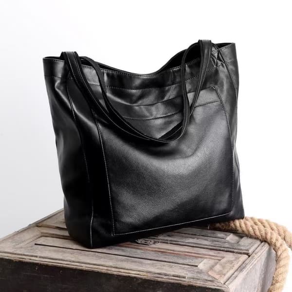 INF Stilfuld PU Tote Bag til kvinder - Stor kapacitet Vintage skuldertaske