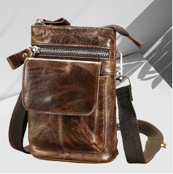 INF Herre Crossbody Skuldertaske i Ægte Læder