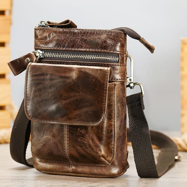 INF Herre Crossbody Skuldertaske i Ægte Læder