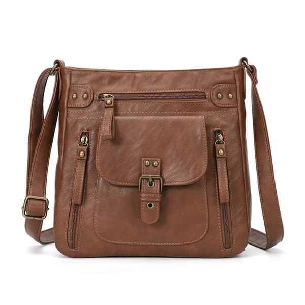 INF Stilig PU-skinn crossbody-veske for kvinner Brun