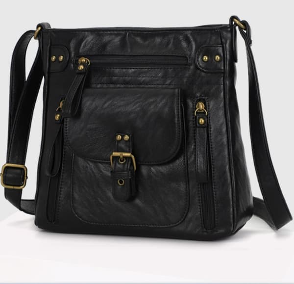 INF Stilig PU-skinn crossbody-veske for kvinner Sort